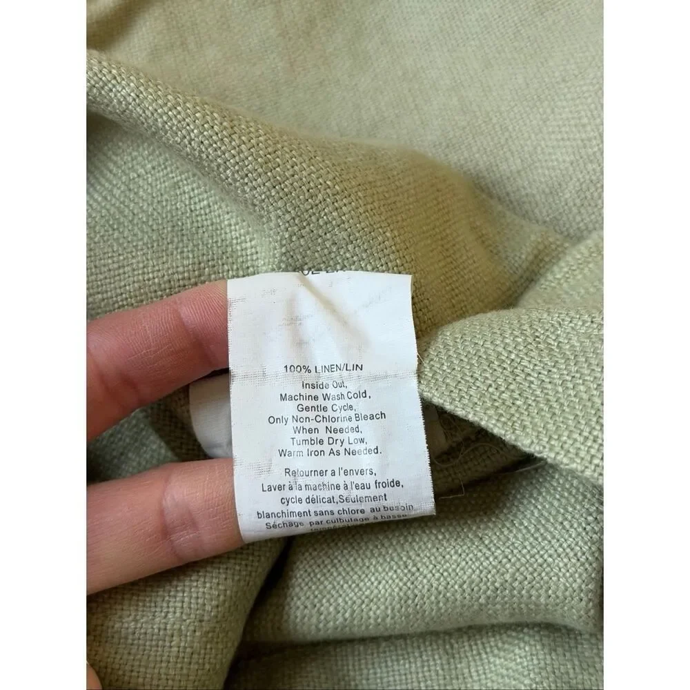 Pottery Barn Set of 2 Green Linen‎ Pillow Sham Covers Large Button 18